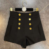2022 Spring New Arrivals Double Breasted High Waist Slim Temperament Women Fashio Shorts