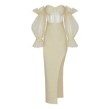 Strapless Bandages Dress 2022 New Summer Autumn Women Long Sleeve Clothes Club Celebrity Party