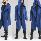 Autumn Winter Warm Unisex Soft Long Sleeve Solid Color Hooded Wool Blends Coat Cloak Cosplay Lovers