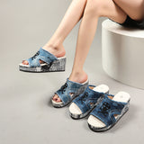 Summer With High-Heelage Slippers Women's Slopes And Thick-Bottom Cloth Beach Cold