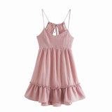 Queens Women Solid Strapless Beach Bohemian Sundress Button Cotton Mini Dress