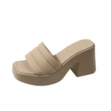 / Summer 2025 New Platform Sandals Thick Heel Square Head Female Summer Wear High Heel Broadband