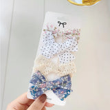 New Printed Bowknot Hair Clips For Cute Girls Lace Handmade Hairpins Boutique Barrettes Headwear Kids Hair