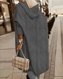 Twisted Texture Hooded Mid-length Trench