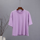 Summer Soft Cotton Sets Women Basic Casual Two Pieces T Shirts and Elastic Waist Shorts Pants Loose Solid