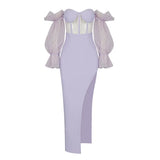 Strapless Bandages Dress 2022 New Summer Autumn Women Long Sleeve Clothes Club Celebrity Party