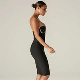 New Beading Strapless Bandages Dress Women Sexy Summer Clothes Club Party Celebrity