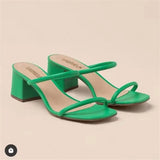 size open-toe high-heeled sandals women's 2022 summer new square head thin straps thick heel mid-heel