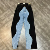 2022 Summer New Arrivals Blue Denim Patchwork Long Pants Women Full Length Jeans Streetwear