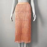 Women Bandage Skirts New Tassel Sexy Elegant Party Evening Long Skirts Fashion Woman 2021 Black