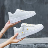 Spring Korean Sports Shoes Lace Up Flats Breathable White Shoes Platform Woman Shoes Casual Sneakers Zapatos De