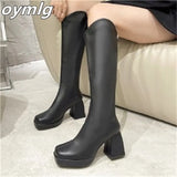 size women's boots, high-heeled fashion boots, women's legs, thick and thin, rear zipper, thick heel and high