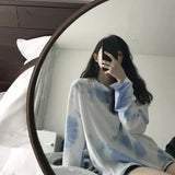 Tie Dye Long Sleeve T-Shirt Casual Loose Top Korean Style Clothes Student Harajuku T-shirt Streetwear Women