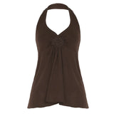 Sexy Lace Splicing Hanging Neck Bare Back A Sling Sling Vest Hottie Temperament Thin Knitting