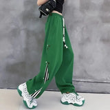 Harajuku Loose Wide Leg Pants Women High Waist Elastic Streetwear Sweatpants Summer Vintage Lace Up BF Straight