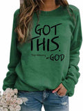 Print Round Pullover Neck Loose Long Sleeves