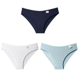 3PCS/Set Women's Panties Striped Cotton Underwear Solid Color Briefs Low-Rise Soft Panty Women Underpants Female