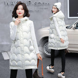 Solid Hooded Women's Winter Vest Long Style Thick Female Sleeveless Waistcoat Cotton Padded Vest Jacket With