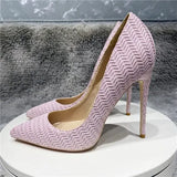 pattern concise lady shoes 12cm 10cm 8cm high thin heels pointed toe pure color large size advanced pumps BM036