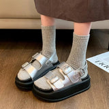 Spring And Summer New Metal Buckle Ins Pine Cake Thick Soles Casual Retro Fashion Sandals Female Students Hit The