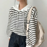Vintage Striped Cropped HoodieOutfit