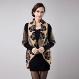 Sweaters Cardigans Cashmere Shawl for Women 2019 Autumn Winter Floral Tricotado Vintage Ladies Coats Knitwear