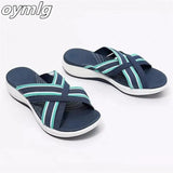 Summer Cross Wedge Casual Daily Slippers Elastic Sandals Wholesale Thick Bottom Beach Drag Women slippers
