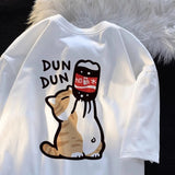Cartoon Kitten Print Oversized T-shirtOutfit