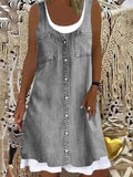 Sleeveless Stitching Printing Casual Dress