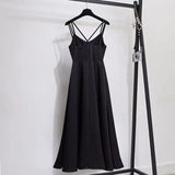 Sleeveless Dresses Solid Fashion A-line Pleated Draped Elegant Chic High Waist Side-slit Designed Backless Plus Size