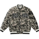Women Letters Embroidery Camouflage Jacket American Vintage High Street Loose Stand Collar Tooling Jackets Baseball Uniform