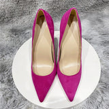 pure color stiletto pointed toe 12cm high heels elegant office handmade daily wear ladies pump red black RM028
