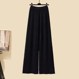Winter Warm Knitwear Sets For Womens Elegant Turtleneck Sweater+long Knitted Jackets+wide Leg Knitting Pants Sets 2023