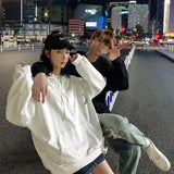 Reflection Oversized Hoodie Hip-hop Couple Outfit Ins Man Sweatshirts Streetwear Men Autumn Winter Plus Velvet