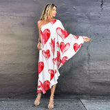 Boho Printed Off Shoulder Kaftan Plus Size Women Clothes Summer Sexy Beach Wear Tunic Casual High Street Dresses