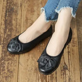 Summer Genuine Leather Shoes Women Butterfly-knot Loafers Women Flats Ballet Autumn Casual Flat Shoes Woman
