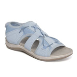 New Roman Slope Heel Sandals Round Head Magic Stick Retro Fashion Large-Size Beach Solid Sandals