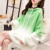 and summer gradient color hooded women's sweater 2023 new Korean style long-sleeved top loose lazy style net red