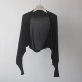 Silk Sunscreen Knitted Cardigan Women 2023 Summer Thin Strap Small Shawl Air Conditioning Shirt Bat Sleeve Cover Tops