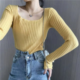 casual autumn winter slim Sweater pullovers women long sleeve basic knit top female casual o-neck basic ribbed