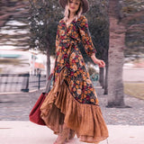 Women's Mid Waist Long Sleeve Vintage Print