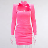 Velvet Sexy Bodycon Dress Women Autumn Square Neck Shoulder Pads Mini Dress Femme Night Party Vestidos Outfits