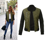 2020 Autumn Winter Fashion Solid Women Jacket O Neck Zipper Stitching Quilted Bomber Tops Ladies Jacktes Coats Plus