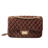 Solid Color Velvet Quilted BagOutfit