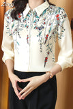 Fashion Woman Blouses 2023 Spring Printed Shirts Elegant and Youth Woman Blouses Silk Basic Womens Tops OL Female