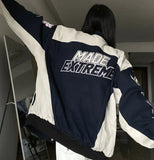 Contrasting Oversize Vintage Moto JacketOutfit