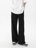 Baggy Grey Suit Pants Vintage Patchwork Low Rise Straight Casual Pants Korean Fashion Women Capris Jogging
