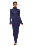 Polyester Spandex Fashion Solid Color Long Sleeve Stretch Slim Turtleneck
