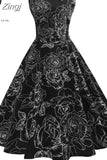 Women Summer Dress Floral Print Retro Vintage 1950s 60s Casual Party Office Robe Rockabilly Dresses Vestido