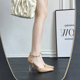 Bare Pointed Beautiful High Heels Women 2025 New Spring And Summer Willows Sexy Sandals Rivet Single Shoes